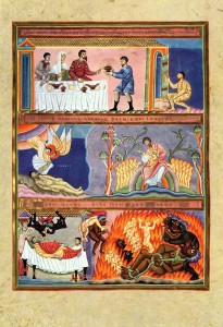 Lazzaro e il ricco epulone (Evangeliario di Echternach - VIII secolo)